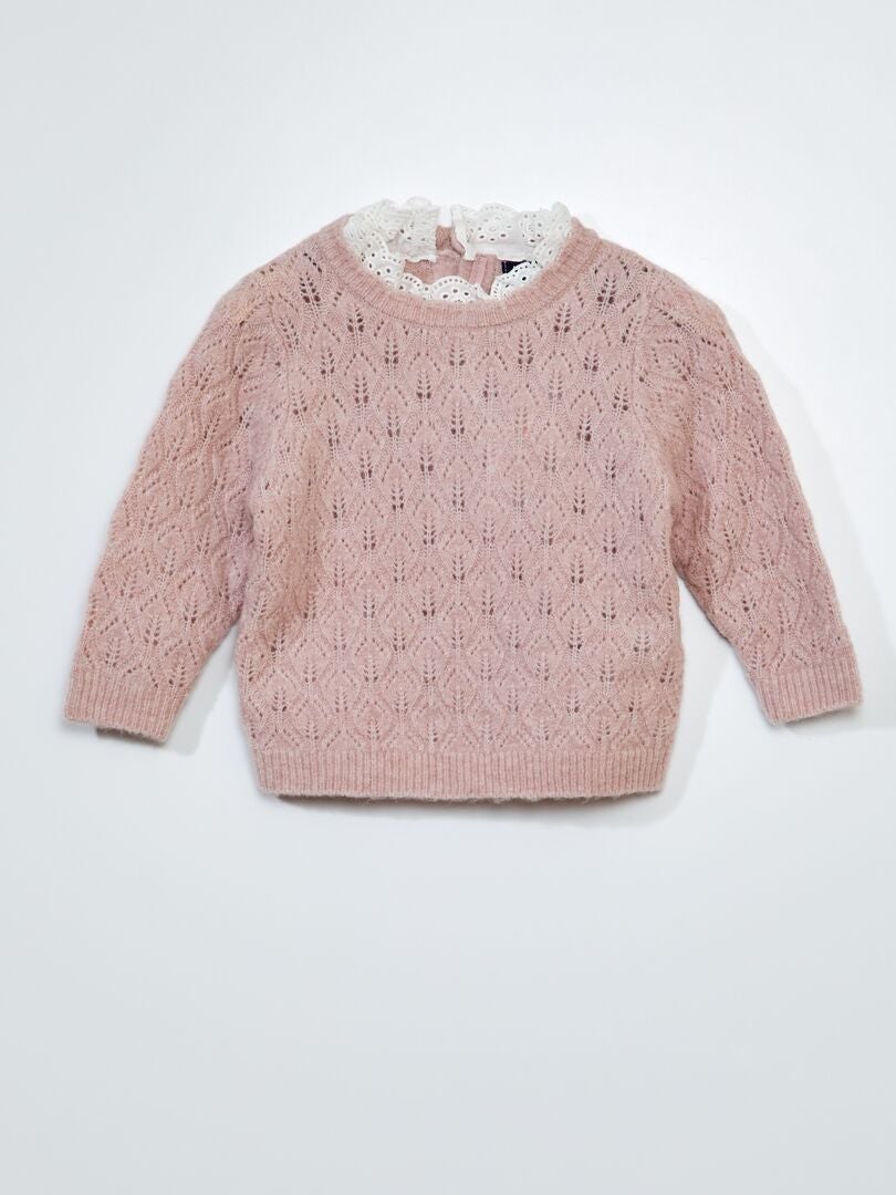 Jersey de punto calado + bordado inglés PURPURA Kiabi 12.00€