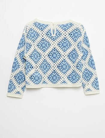 Jersey de punto calado con bordados de flores