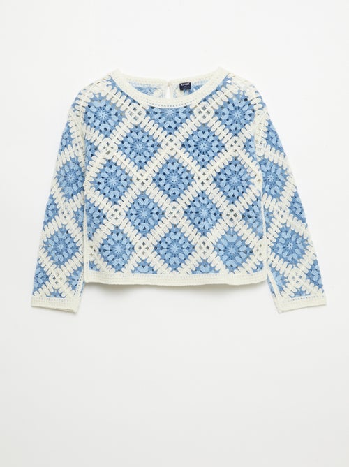 Jersey de punto calado con bordados de flores - Kiabi