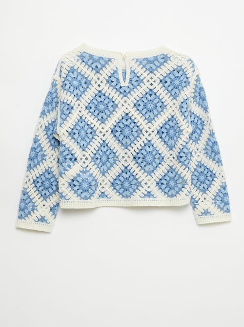 Jersey de punto calado con bordados de flores - Kiabi