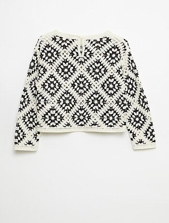 Jersey de punto calado con bordados de flores