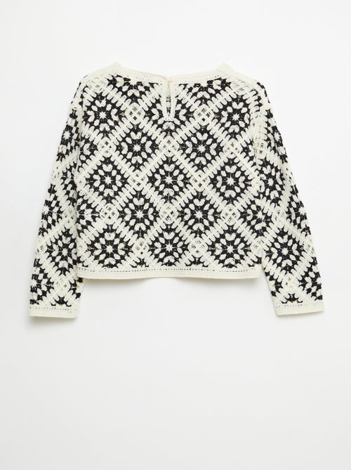 Jersey de punto calado con bordados de flores - Kiabi