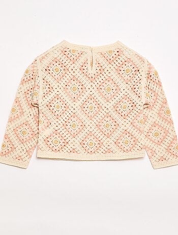 Jersey de punto calado con bordados de flores