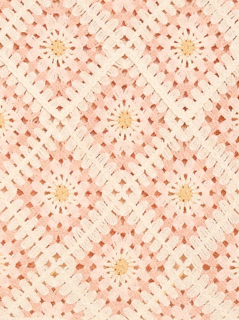 Jersey de punto calado con bordados de flores Rosa - Kiabi