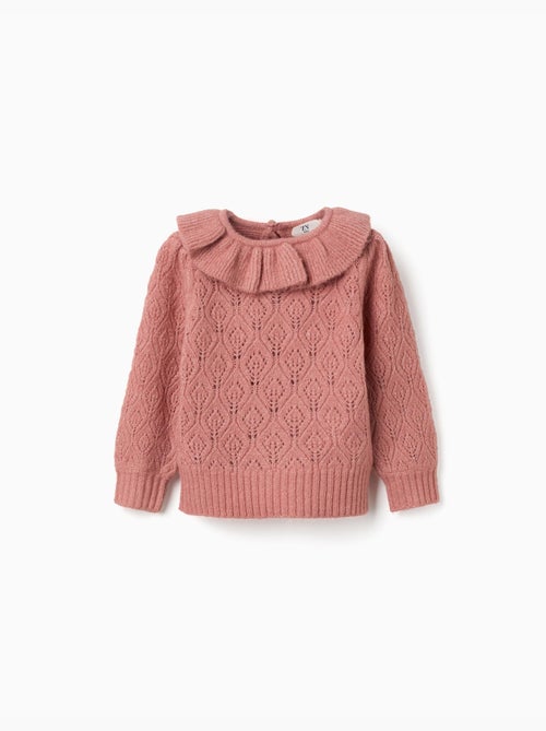 Jersey de punto calado con cuello con volantes - Kiabi Jersey de punto calado con cuello con volantes - Kiabi