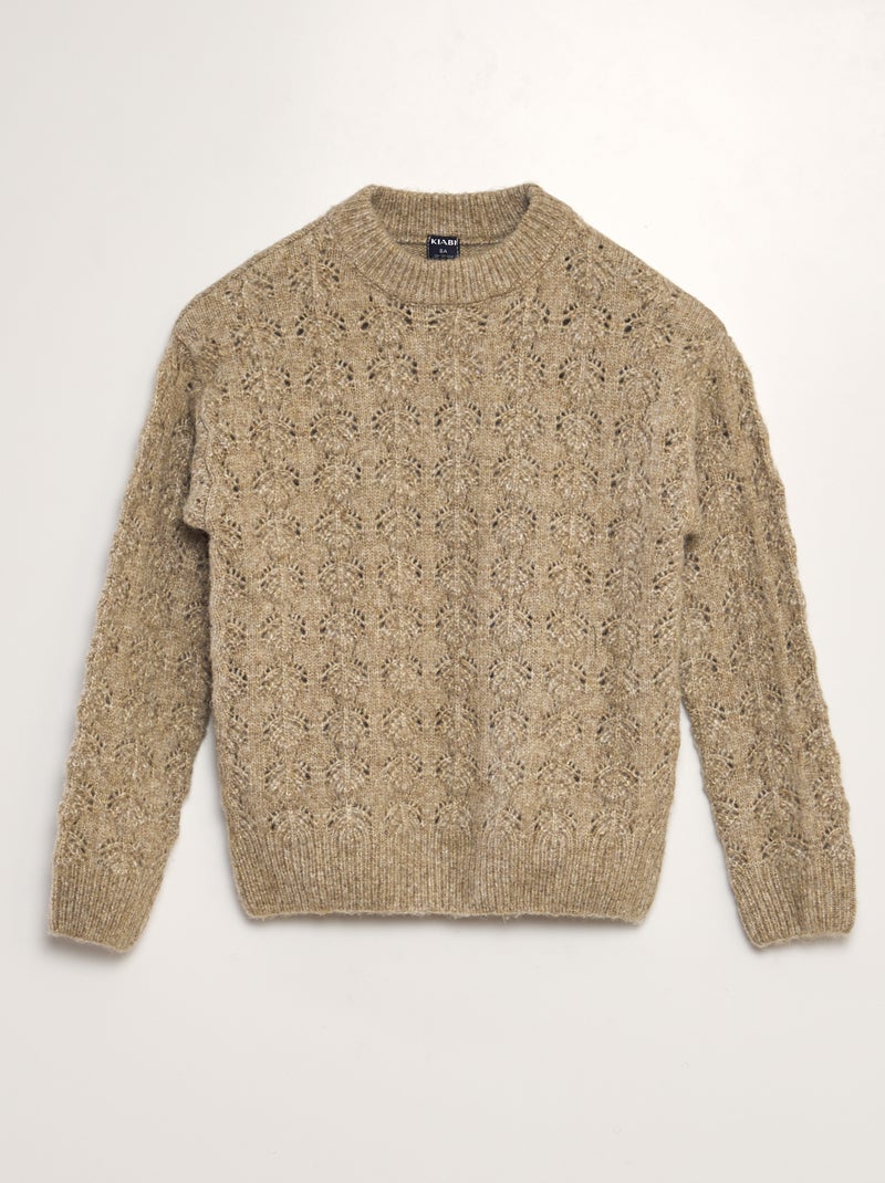 Jersey de punto calado con cuello redondo BEIGE - Kiabi