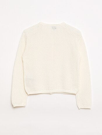 Jersey de punto calado con cuello redondo