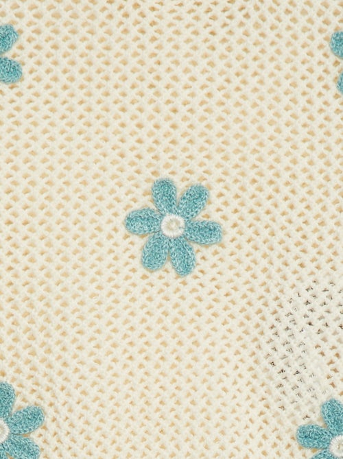 Jersey de punto calado con flores - Kiabi