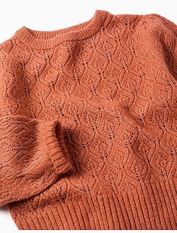 Jersey de punto calado con mangas abullonadas