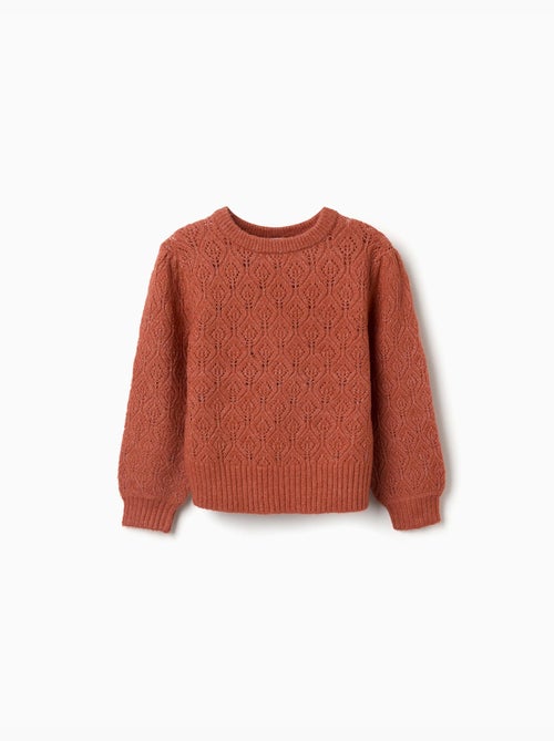 Jersey de punto calado con mangas abullonadas - Kiabi