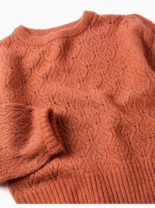 Jersey de punto calado con mangas abullonadas - Kiabi
