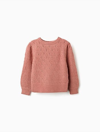 Jersey de punto calado con mangas abullonadas