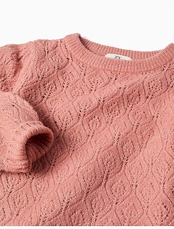 Jersey de punto calado con mangas abullonadas