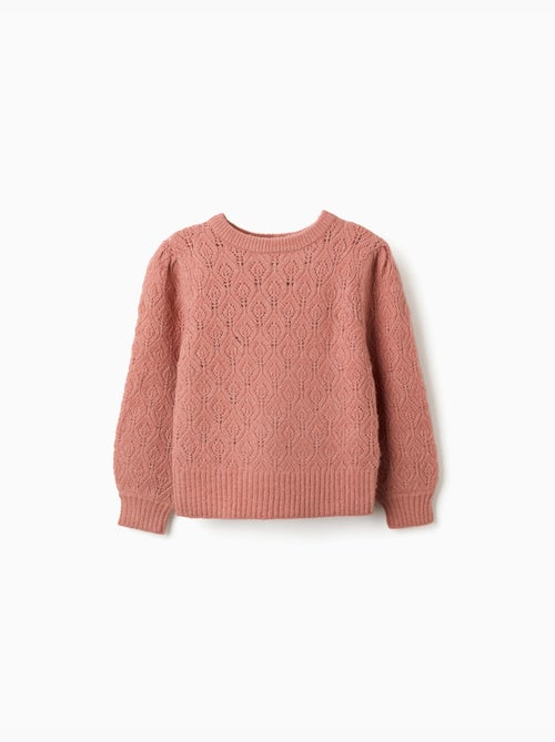 Jersey de punto calado con mangas abullonadas - Kiabi