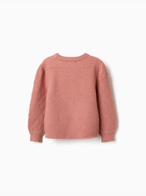 Jersey de punto calado con mangas abullonadas - Kiabi