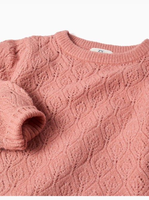 Jersey de punto calado con mangas abullonadas - Kiabi