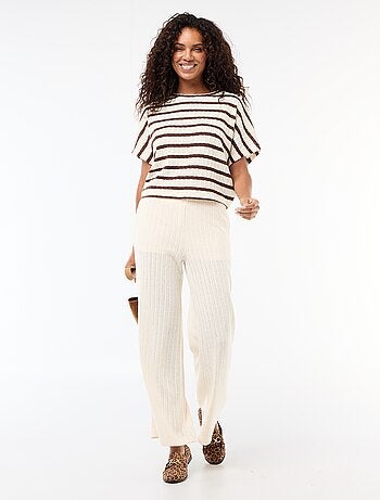 Jersey de punto calado con mangas cortas