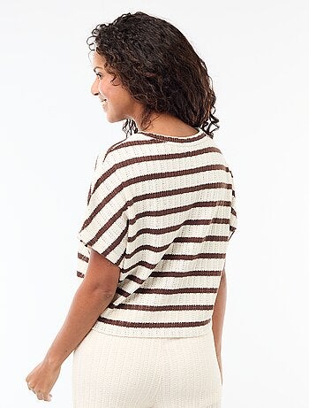 Jersey de punto calado con mangas cortas