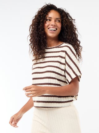 Jersey de punto calado con mangas cortas