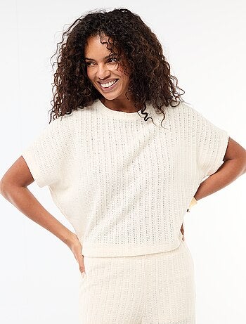 Jersey de punto calado con mangas cortas