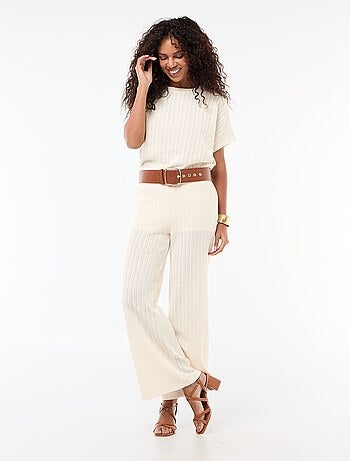 Jersey de punto calado con mangas cortas