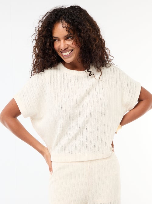 Jersey de punto calado con mangas cortas - Kiabi