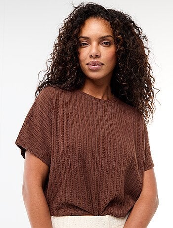 Jersey de punto calado con mangas cortas