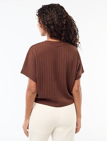 Jersey de punto calado con mangas cortas