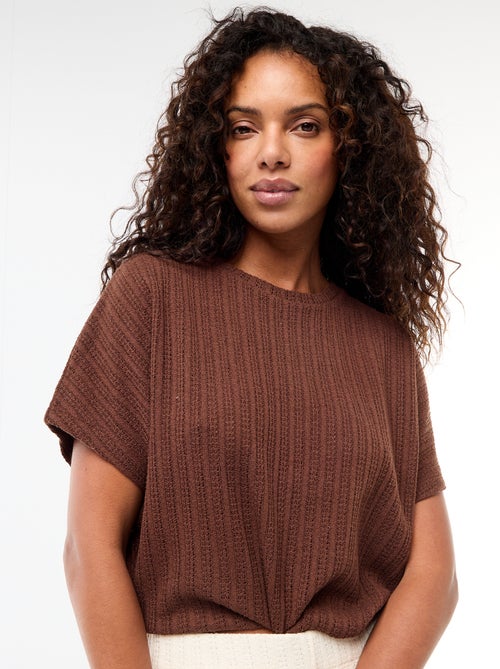 Jersey de punto calado con mangas cortas - Kiabi