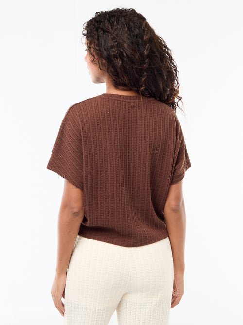 Jersey de punto calado con mangas cortas - Kiabi