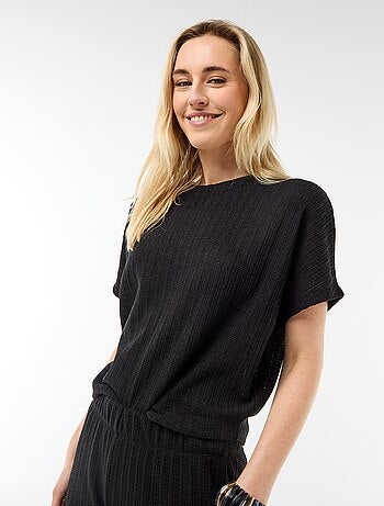 Jersey de punto calado con mangas cortas