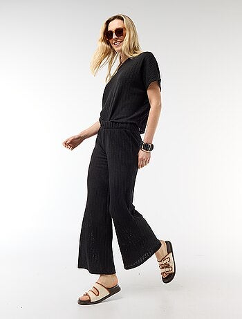 Jersey de punto calado con mangas cortas