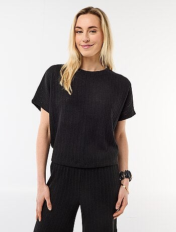 Jersey de punto calado con mangas cortas