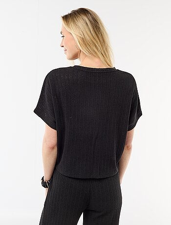 Jersey de punto calado con mangas cortas