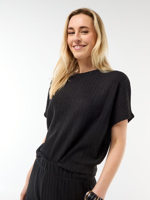 Jersey de punto calado con mangas cortas - Kiabi