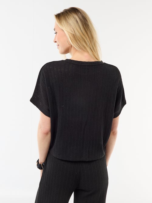 Jersey de punto calado con mangas cortas - Kiabi