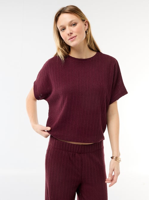 Jersey de punto calado con mangas cortas - Kiabi