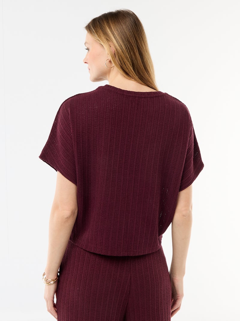 Jersey de punto calado con mangas cortas Rojo - Kiabi