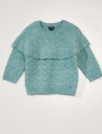 Jersey de punto calado con volante - Kiabi