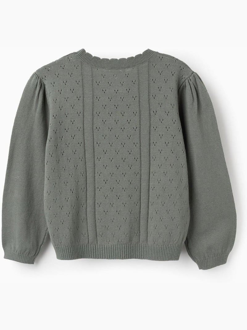 Jersey de punto calado de algodón B&S Verde claro - Kiabi