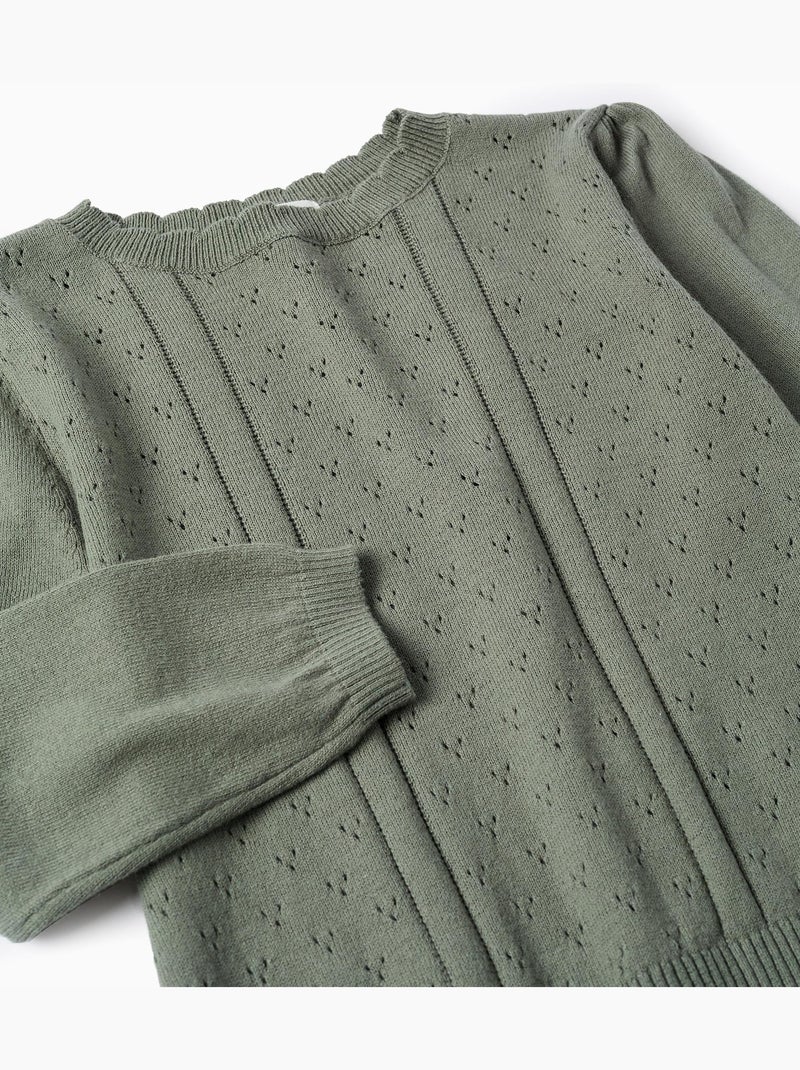 Jersey de punto calado de algodón B&S Verde claro - Kiabi