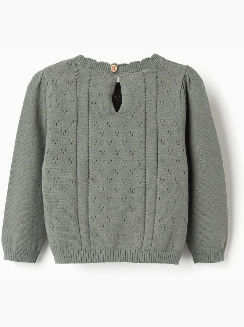 Jersey de punto calado de algodón B&S Verde claro - Kiabi