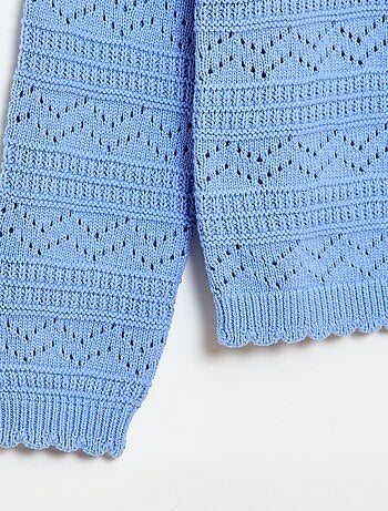 Jersey de punto calado fantasía con cuello redondo en algodón