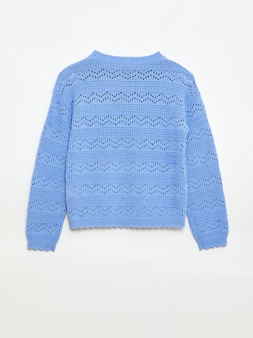 Jersey de punto calado fantasía con cuello redondo en algodón - Kiabi