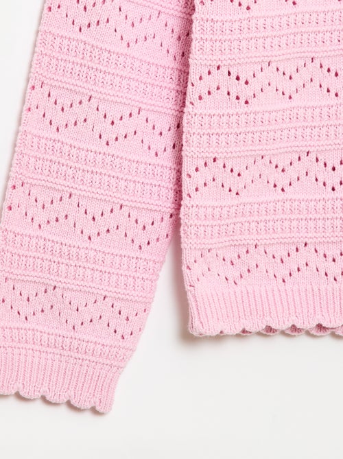 Jersey de punto calado fantasía con cuello redondo en algodón - Kiabi