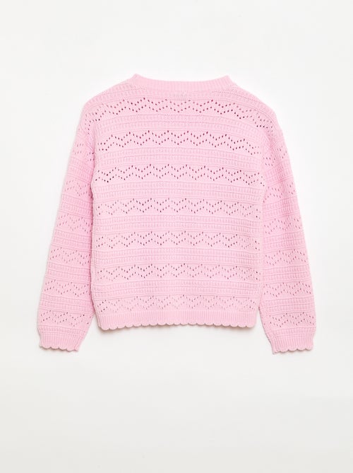 Jersey de punto calado fantasía con cuello redondo en algodón - Kiabi