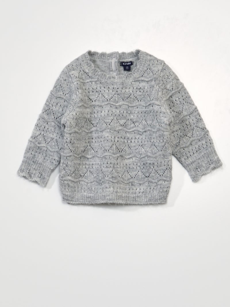 Jersey de punto calado GRIS - Kiabi