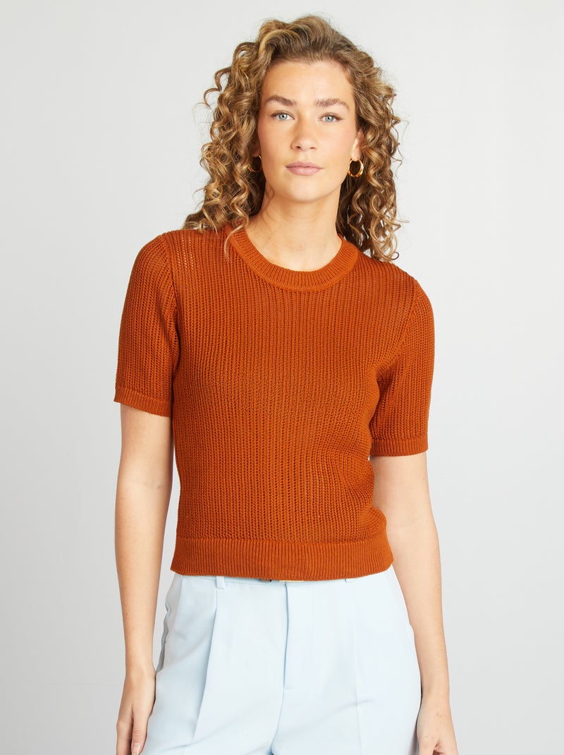 Jersey de punto calado NARANJA - Kiabi