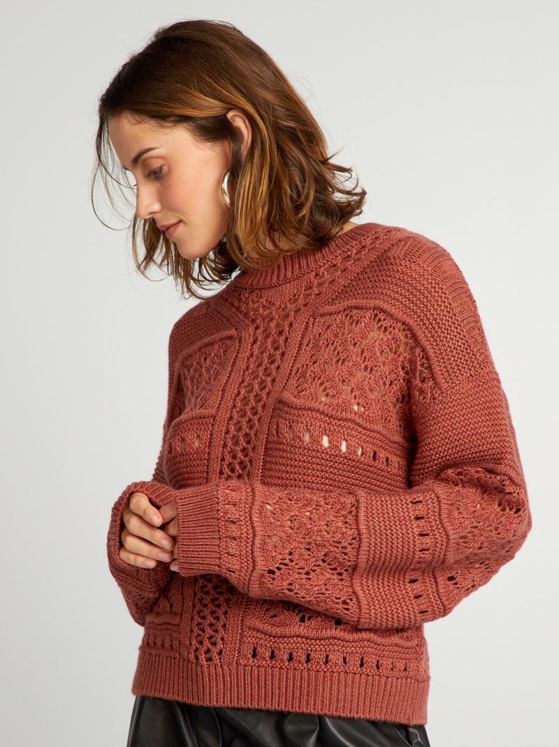 Jersey de punto calado ROJO - Kiabi