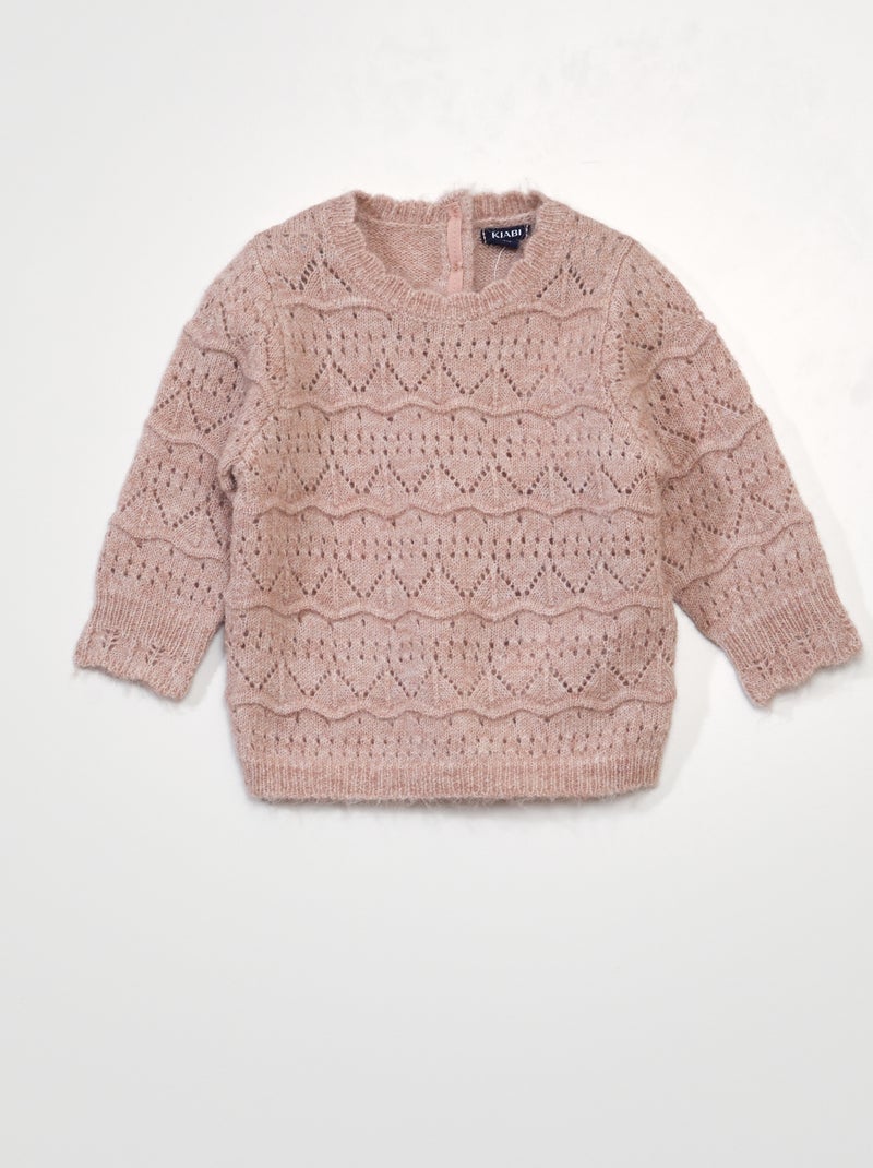 Jersey de punto calado rosa - Kiabi